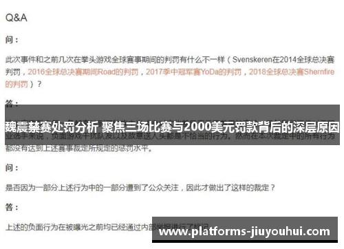 魏震禁赛处罚分析 聚焦三场比赛与2000美元罚款背后的深层原因 魏震禁赛处罚分析 聚焦三场比赛与2000美元罚款背后的深层原因